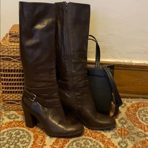 Marc Fisher Dark Brown Heeled Boots 9.5 medium or wide calf